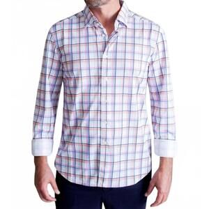 NEW BUKI men's rob plaid long sleeve tech shirt in multicolor